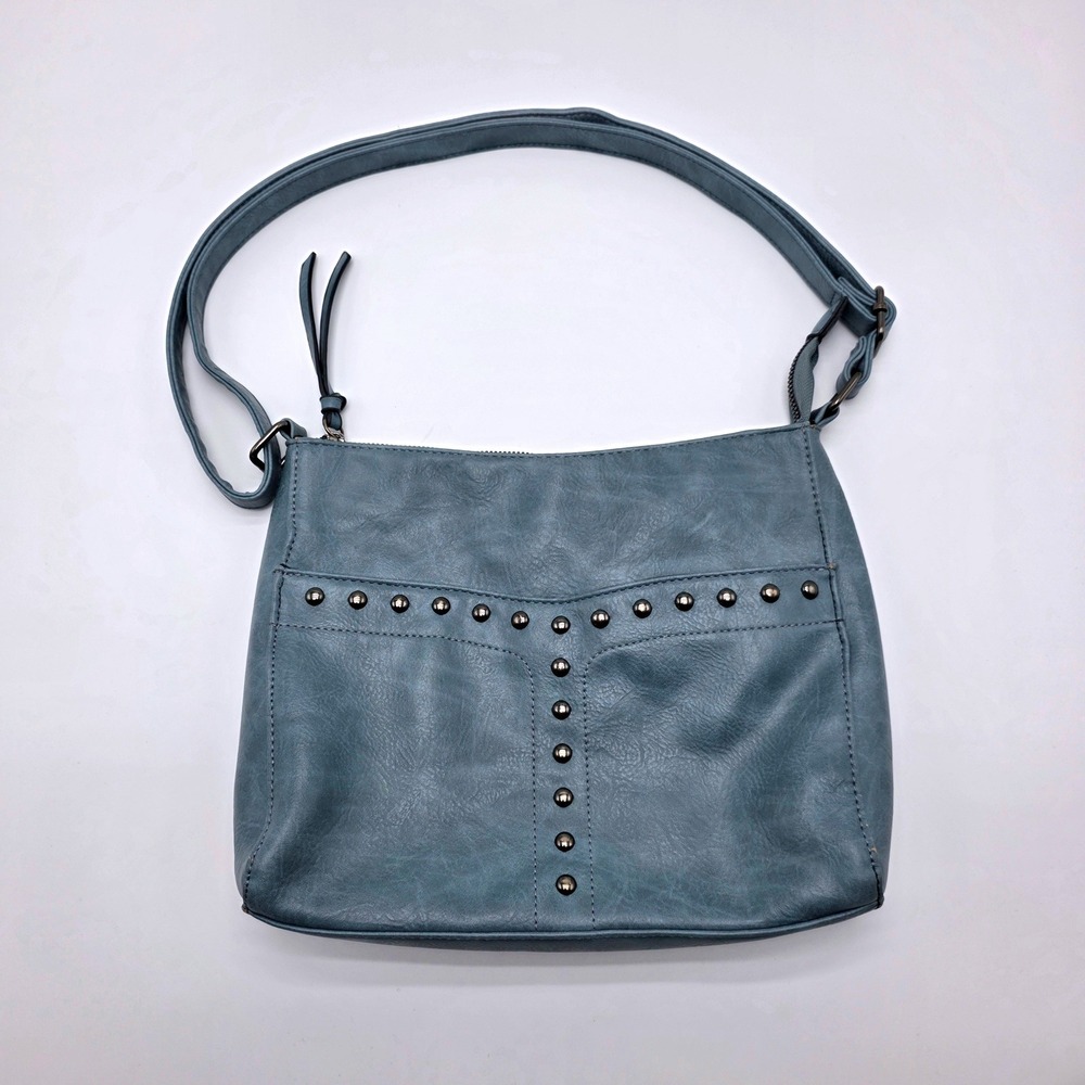 Sam & Hadley‎ Blue Faux Leather Studded Shoulder Bag